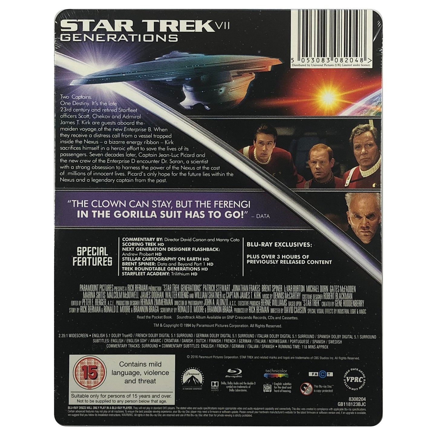Star Trek VII Generations Blu-Ray Steelbook