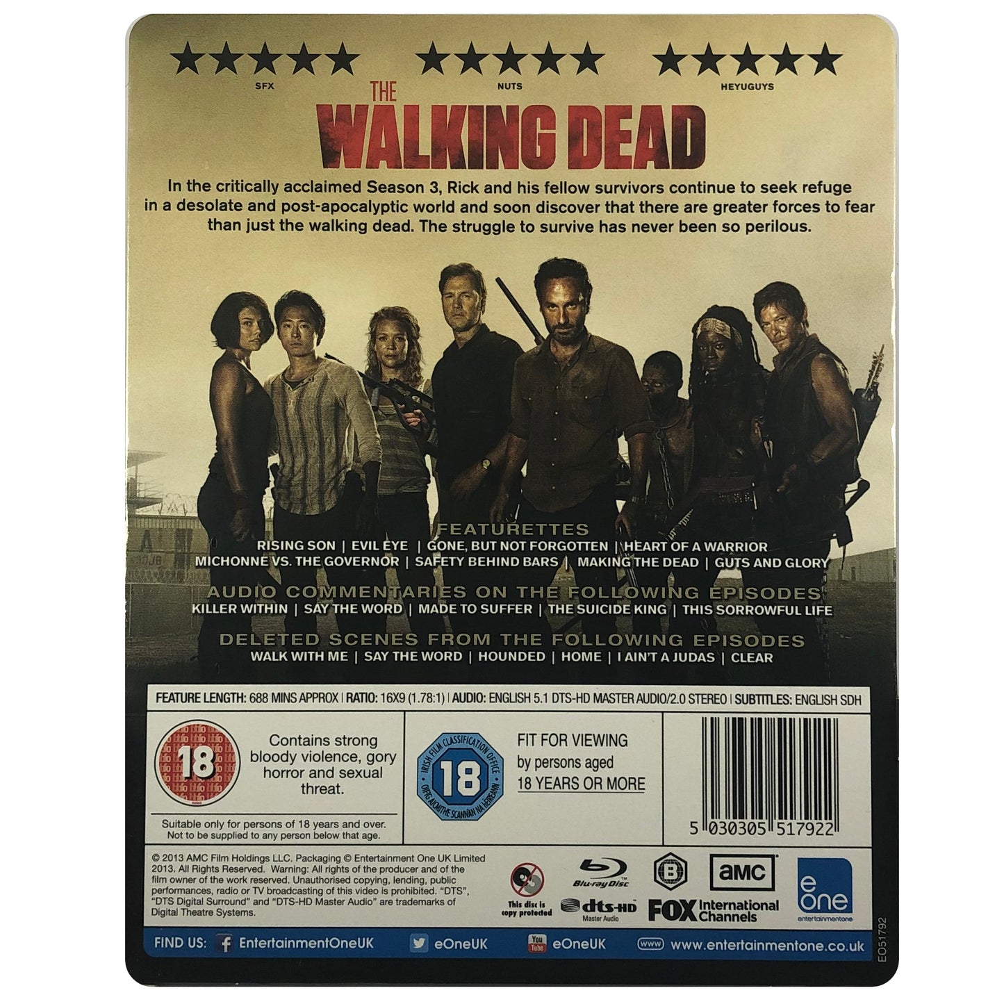 The Walking Dead: The Complete Third Season Blu-Ray Steelbook **Dented**