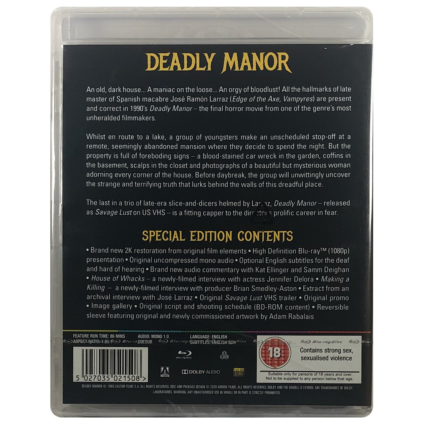 Deadly Manor Blu-Ray
